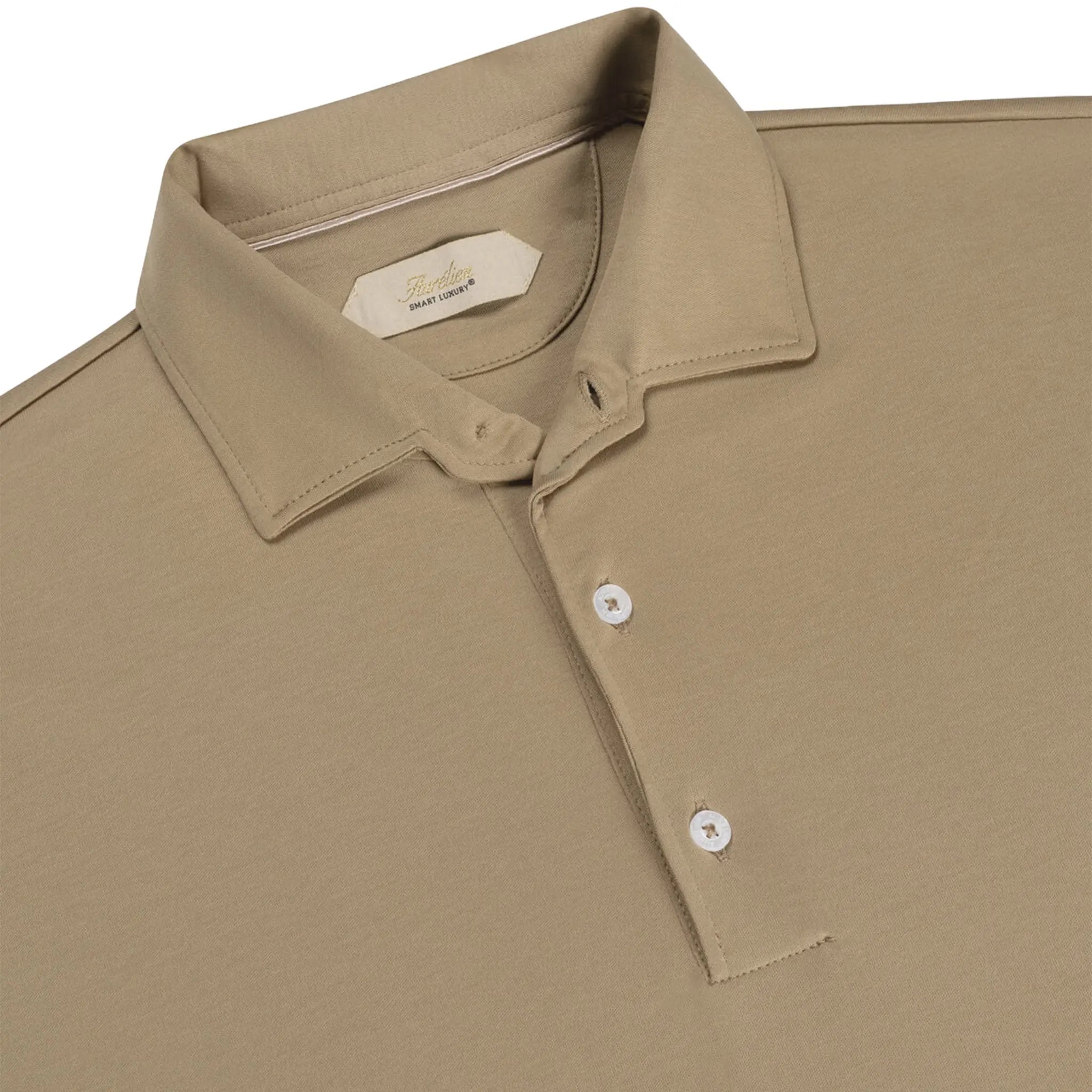 Detailed Neck View of Aurélien Aur1 L/S Dark Taupe Polo Shirt